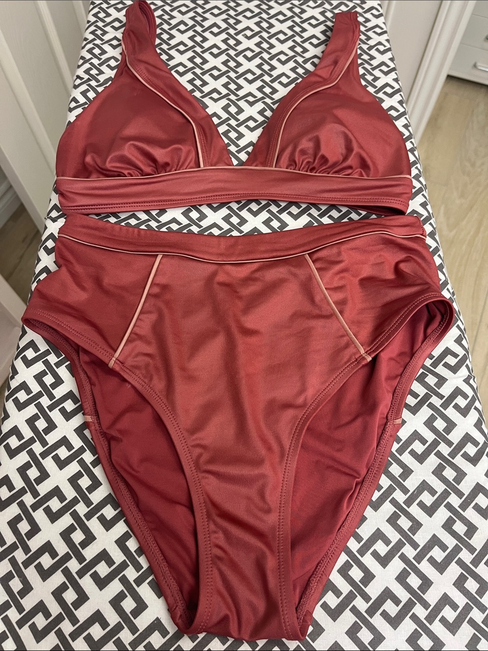 Women's Rust Red High-Waist Bikini Set